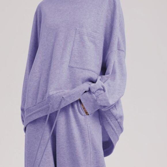 Oversized Drawstring Hem Cotton Sweatshirt and Lounger set Women’s Size Small - Picture 1 of 9